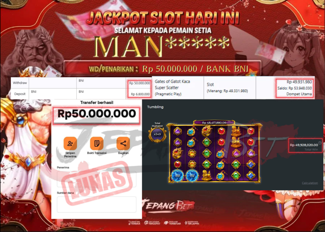 Jackpot Slot Gates of Gatot Kaca Super Scatter Berhasil Dibayarkan Lunas Sebesar Rp 50.000.000., – LUNAS