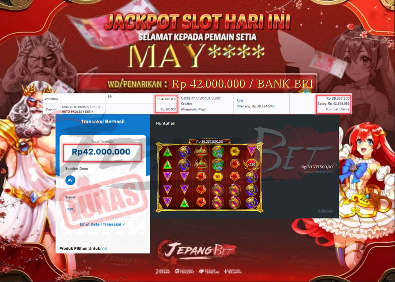Jackpot Slot Gates of Olympus Super Scatter Berhasil Dibayarkan Lunas Sebesar Rp 42.000.000., – LUNAS