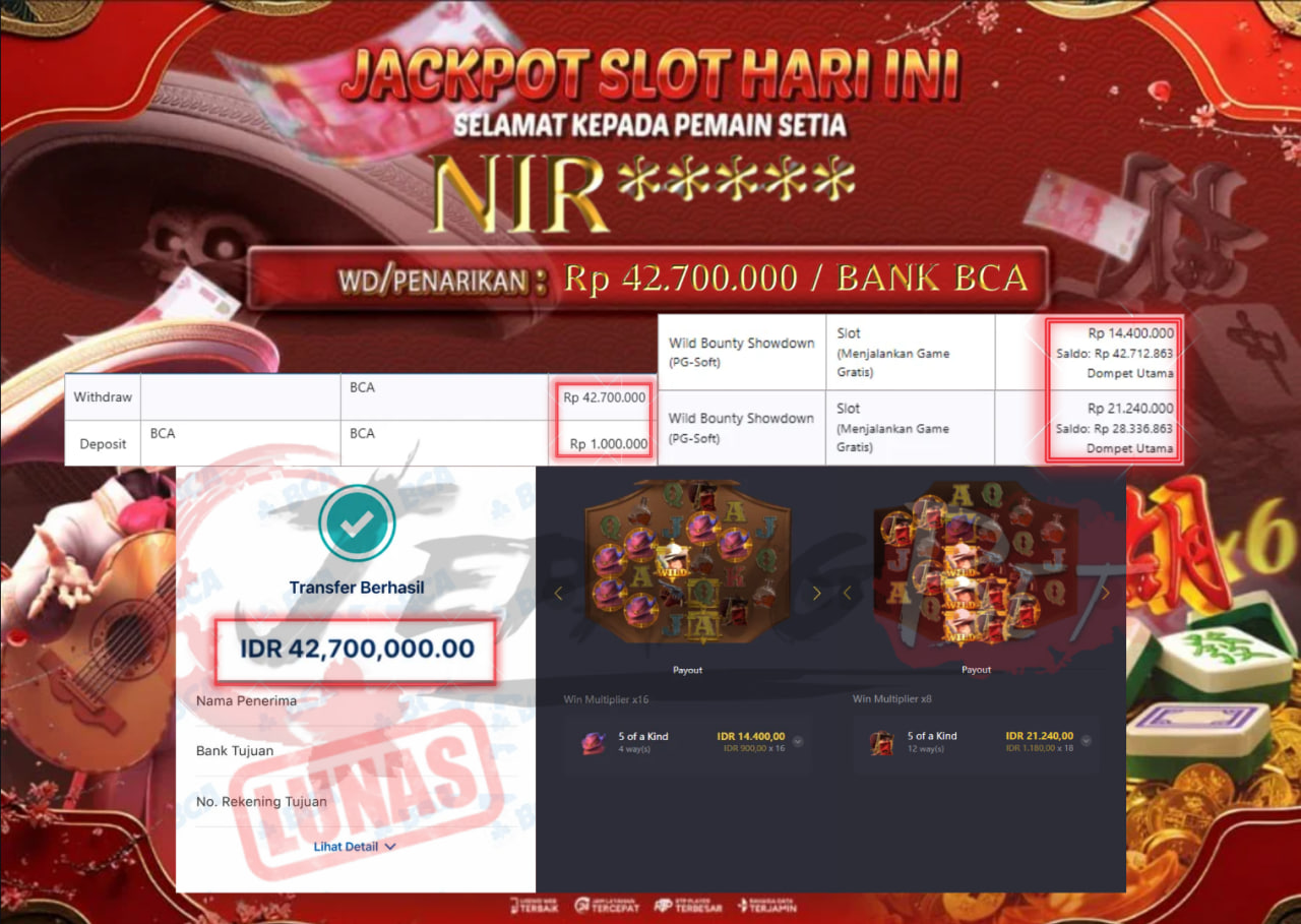 Jackpot Slot Wild Bounty Showdown Berhasil Dibayarkan Lunas Sebesar Rp 42.700.000.,- LUNAS