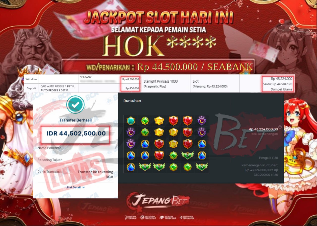 Jackpot Slot Starlight Princess 1000 Berhasil Dibayarkan Lunas Sebesar Rp 44.500.000., – LUNAS
