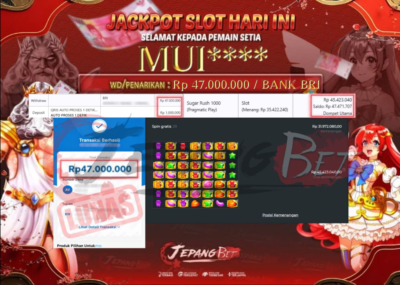 Jackpot Slot Sugar Rush 1000 Berhasil Dibayarkan Lunas Sebesar Rp 47.000.000., – LUNAS