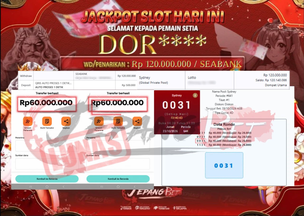 Jackpot Togel Sydney 4D Berhasil Dibayarkan Lunas Sebesar Rp 120.000.000., – LUNAS