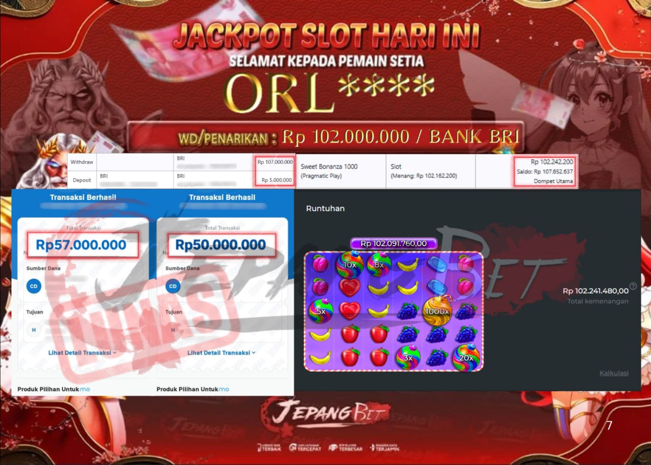 Jackpot Slot Sweet Bonanza 1000 Berhasil Dibayarkan Lunas Sebesar Rp 102.000.000., – LUNAS
