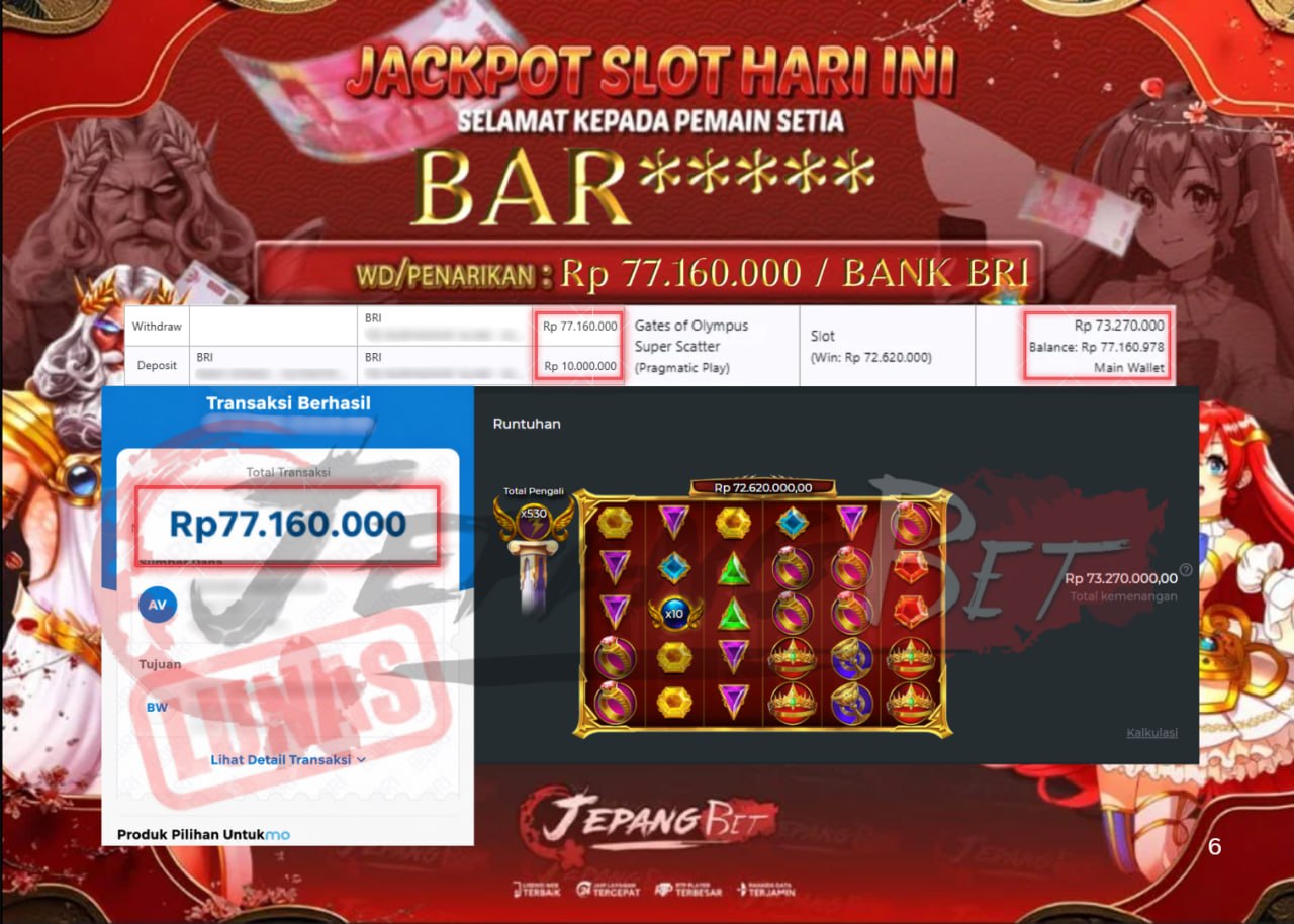 Jackpot Slot Gates of Olympus Super Scatter Berhasil Dibayarkan Lunas Sebesar Rp 77.160.000., – LUNAS